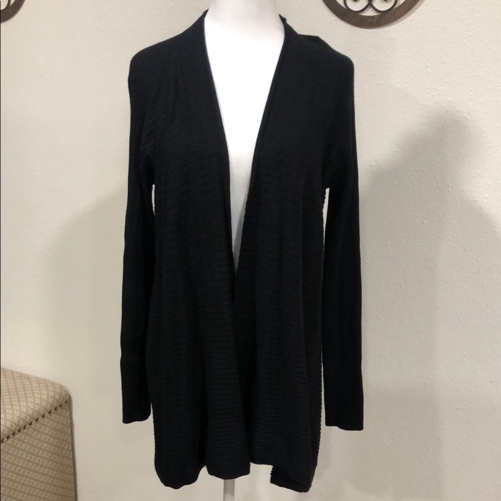 Worthington Women's Black Open Cardigan Ribbed Sweater Size L